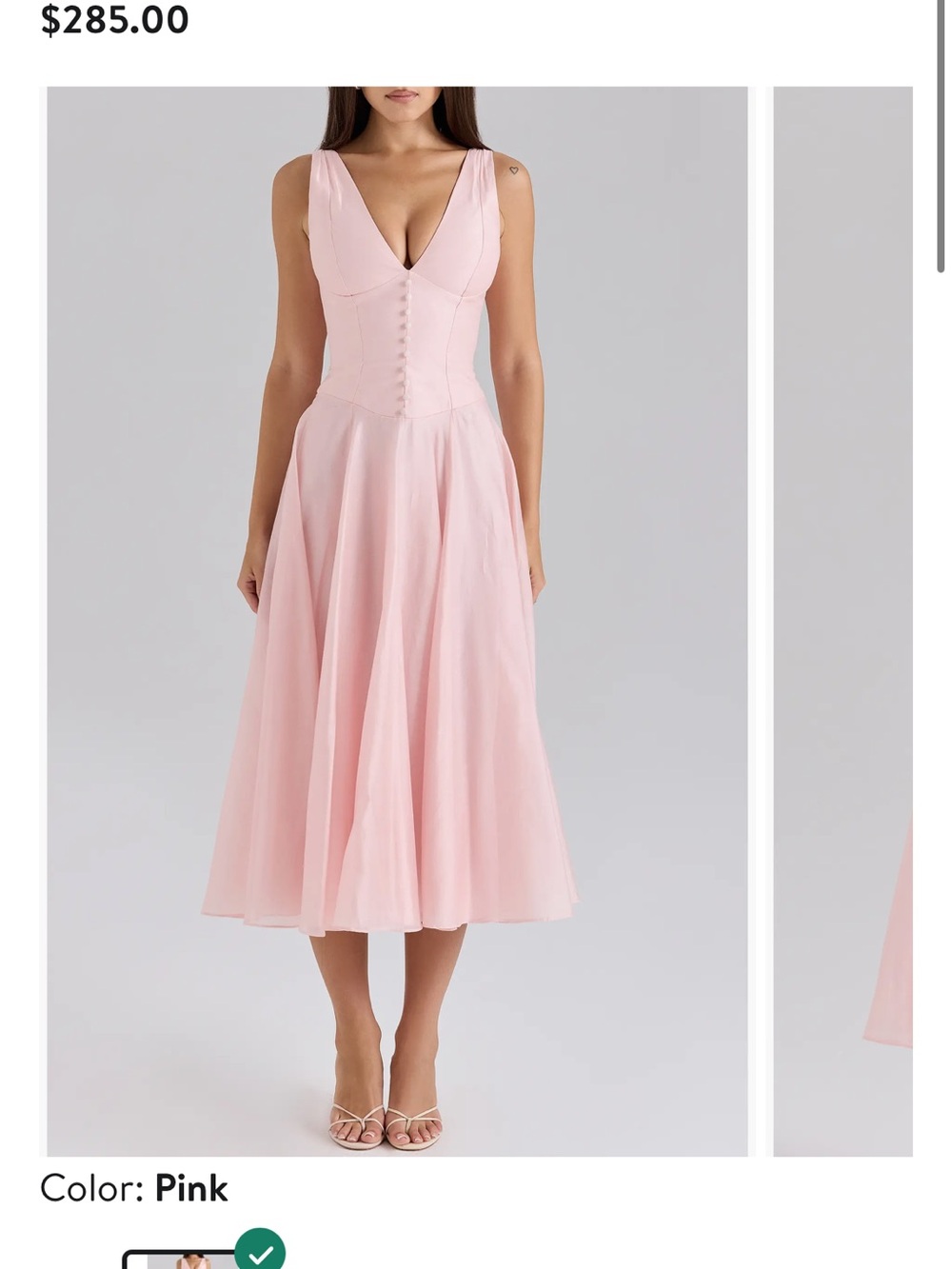 House of CB Pink Button-Front Midi Dress